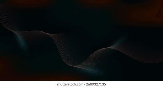 Abstract glowing wave lines on dark orange background. Dynamic wave pattern. Modern flowing wavy lines and Futuristic technology concept