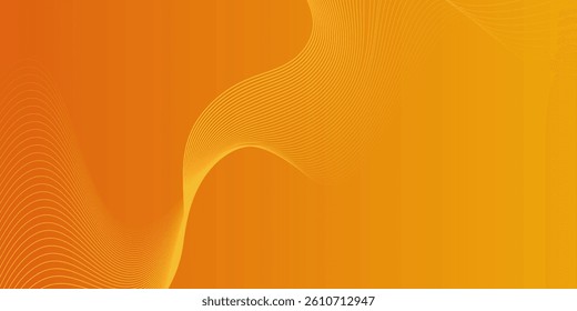 Abstract glowing wave lines on orange background. Modern flowing wavy lines. Dynamic wave pattern. Futuristic concept. Suit for banner, poster, cover, brochure, flyer, website