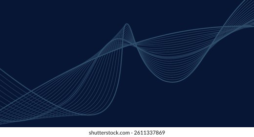 Abstract glowing wave lines on dark blue background. Dynamic wave style pattern. Modern flowing wavy lines. Futuristic technology concept