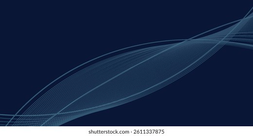 Abstract glowing wave lines on dark blue background. Dynamic wave style pattern. Modern flowing wavy lines. Futuristic technology concept