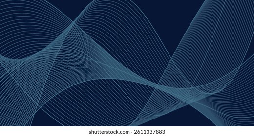 Abstract glowing wave lines on dark blue background. Dynamic wave style pattern. Modern flowing wavy lines. Futuristic technology concept