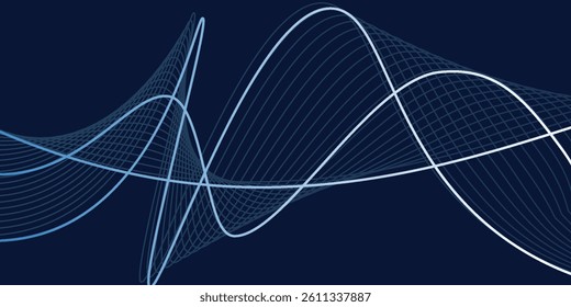Abstract glowing wave lines on dark blue background. Dynamic wave style pattern. Modern flowing wavy lines. Futuristic technology concept