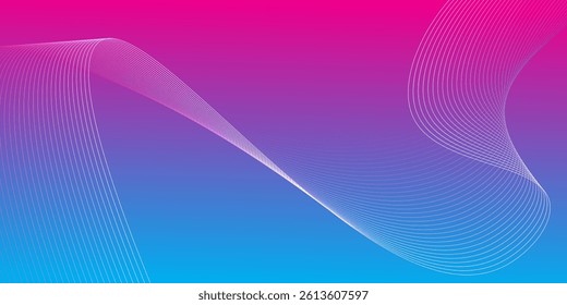 Abstract glowing wave lines on dark blue background. Dynamic wave pattern. Modern flowing wavy lines. Futuristic technology concept. Suit for banner, poster, cover, brochure, flyer, website