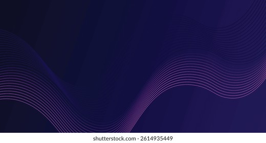 Abstract glowing wave lines on dark blue background. Dynamic wave pattern. Modern flowing wavy lines. Futuristic technology concept. vector eps10