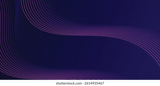Abstract glowing wave lines on dark blue background. Dynamic wave pattern. Modern flowing wavy lines. Futuristic technology concept. vector eps10