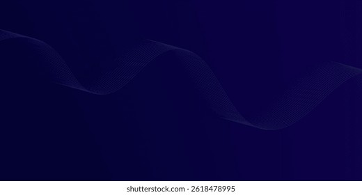 Abstract glowing wave lines on dark blue background. Dynamic wave pattern. Modern flowing wavy lines. Futuristic technology concept. Suit for banner, poster, cover, brochure, flyer, website