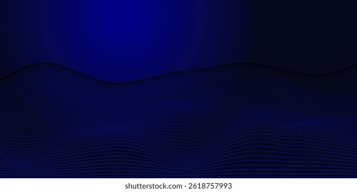 Abstract glowing wave lines on dark blue background. Dynamic wave pattern. Modern flowing wavy lines. Futuristic technology concept. Suit for banner, poster, cover, brochure, flyer, website eps 10