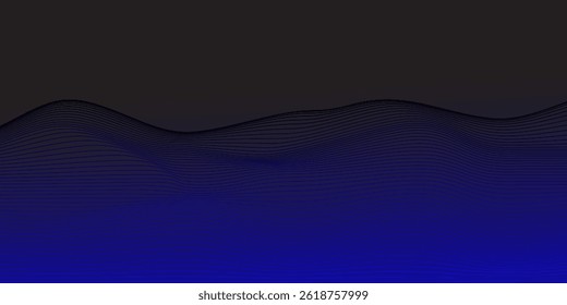 Abstract glowing wave lines on dark blue background. Dynamic wave pattern. Modern flowing wavy lines. Futuristic technology concept. Suit for banner, poster, cover, brochure, flyer, website eps 10