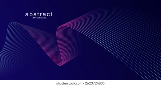 Abstract glowing wave lines on dark blue background. Dynamic wave pattern. Modern flowing wavy lines. Futuristic technology concept.vector eps10