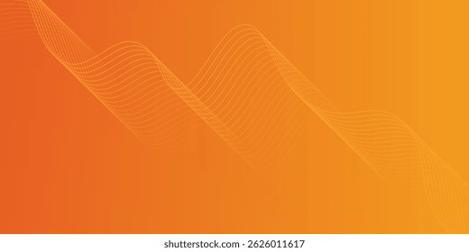 Abstract glowing wave lines on orange background. Modern flowing wavy lines. Dynamic wave pattern. Futuristic concept. Suit for banner, poster, cover, brochure, flyer, website