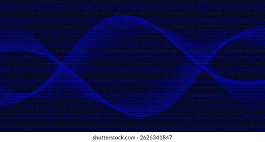Abstract glowing wave lines on dark blue background. Dynamic wave pattern. Modern flowing wavy lines. Futuristic technology concept. Suit for banner, poster, cover, brochure, flyer, website