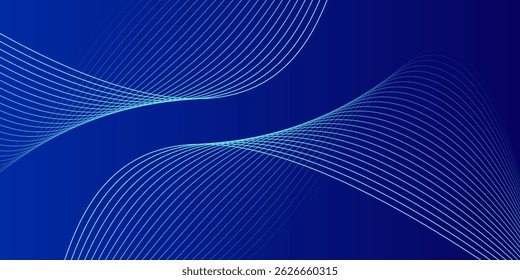 Abstract glowing wave lines on dark blue background. Dynamic wave pattern. Modern flowing wavy lines. Futuristic 