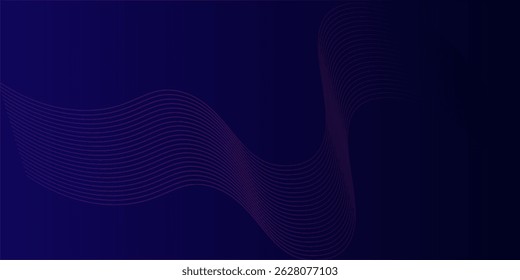 Abstract glowing wave lines on dark blue background. Dynamic wave pattern. Modern flowing wavy lines. Futuristic technology concept. Suit for banner, poster, cover, brochure, flyer, website