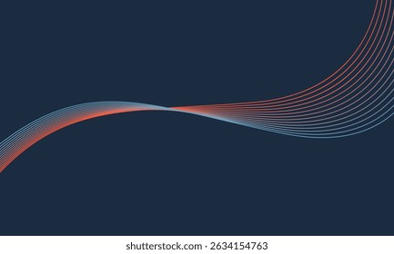 Abstract glowing wave lines on dark blue background. Dynamic wave pattern. Modern flowing wavy lines. Futuristic technology concept. Suit for banner, poster, cover, brochure, flyer, website