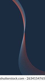Abstract glowing wave lines on dark blue background. Dynamic wave pattern. Modern flowing wavy lines. Futuristic technology concept. Suit for banner, poster, cover, brochure, flyer, website
