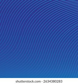 Abstrait scintillant lignes d'onde sur fond bleu foncé. Motif d'onde dynamique. Lignes ondulées fluides modernes. Concept technologique futuriste. Costume pour bannière, affiche, couverture, brochure, prospectus, site web
