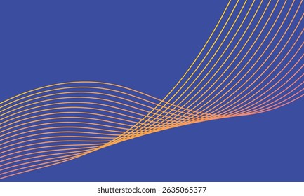 Abstract glowing wave lines on dark blue background. Dynamic wave pattern. Modern flowing wavy lines. Futuristic technology concept. Suit for banner, poster, cover, brochure, flyer, website