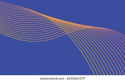 Abstract glowing wave lines on dark blue background. Dynamic wave pattern. Modern flowing wavy lines. Futuristic technology concept. Suit for banner, poster, cover, brochure, flyer, website