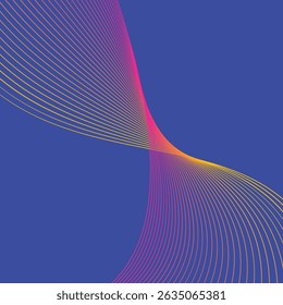 Abstract glowing wave lines on dark blue background. Dynamic wave pattern. Modern flowing wavy lines. Futuristic technology concept. Suit for banner, poster, cover, brochure, flyer, website