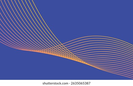 Líneas de onda brillantes Abstractas sobre fondo azul oscuro. Patrón de onda dinámica. Líneas onduladas que fluyen modernas. Concepto de tecnología futurista. Traje para el Anuncio, cartel, cubierta, folleto, volante, Sitio web