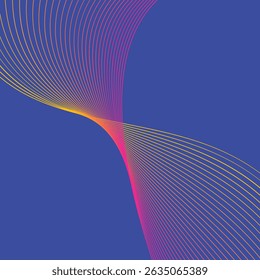 Abstract glowing wave lines on dark blue background. Dynamic wave pattern. Modern flowing wavy lines. Futuristic technology concept. Suit for banner, poster, cover, brochure, flyer, website