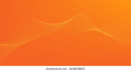 Abstract glowing wave lines on orange background. Dynamic wave pattern. Modern flowing wavy lines. Futuristic technology concept. Suit for banner, poster, cover, brochure, flyer, website