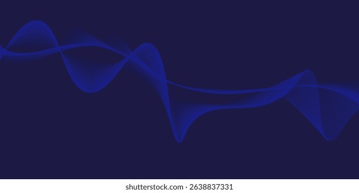 Abstract glowing wave lines on dark blue background. Dynamic wave pattern. Modern flowing wavy lines. Futuristic technology concept. Suit for banner, poster, cover, brochure, flyer, website, Eps10