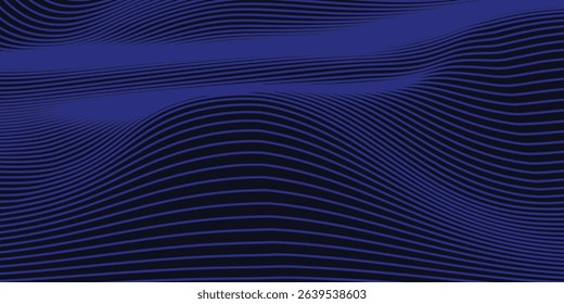 Abstract glowing wave lines on dark blue background. Dynamic wave pattern. Modern flowing wavy lines. Futuristic technology concept. Suit for banner, poster, cover, brochure modern arts blue