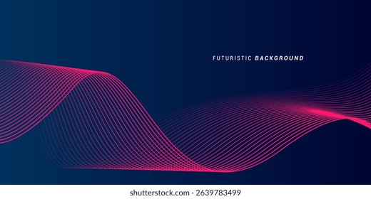Abstract glowing wave lines on dark blue background. Dynamic wave pattern. Modern flowing wavy lines. Futuristic technology concept. Suit for banner, poster, cover, brochure, flyer, website
