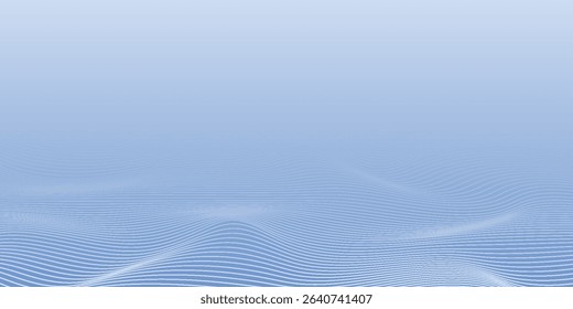 Abstract glowing wave lines on blue modern background. Dynamic wave pattern. Modern flowing wavy lines. Futuristic technology concept. Suit for banner, cover, brochure, flyer.