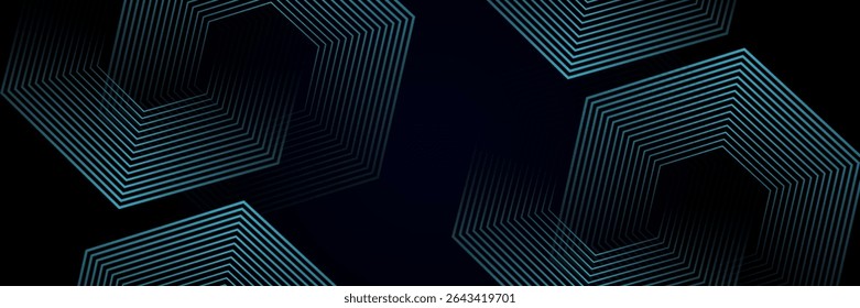 Abstract glowing wave lines on dark blue background. Dynamic wave pattern. Modern flowing wavy lines. Futuristic technology concept. Suit for banner, poster, cover, brochure, flyer, website