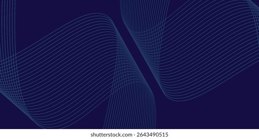 Abstract glowing wave lines on dark blue background. Dynamic wave pattern.