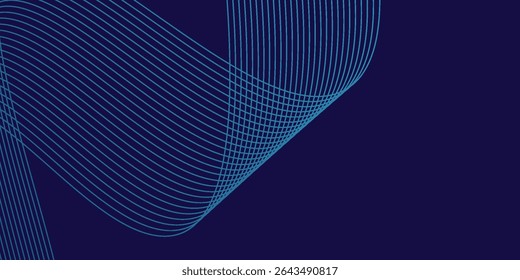 Abstract glowing wave lines on dark blue background. Dynamic wave pattern.