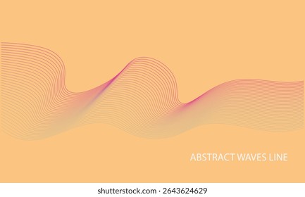 Abstract glowing wave lines on orange background. Dynamic wave pattern. Modern flowing wavy lines.