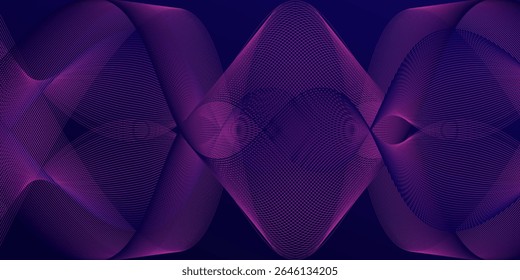 Líneas de onda brillantes Abstractas sobre fondo azul oscuro. Patrón de onda dinámica. Líneas onduladas que fluyen modernas. Concepto de tecnología futurista. Traje para el Anuncio, cartel, cubierta, folleto, volante, Sitio web. eps10