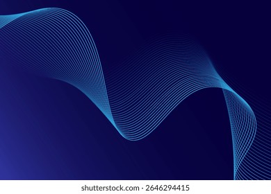 Abstract glowing wave lines on dark blue background. Dynamic wave pattern. Modern flowing wavy lines.