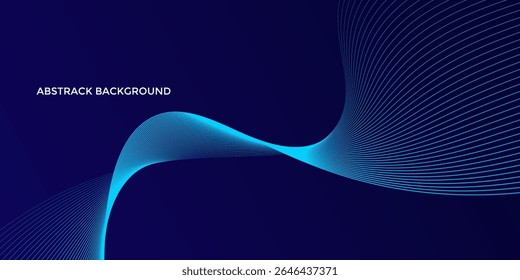 Abstract glowing wave lines on dark blue background. Dynamic flowing curves representing technology, data, and digital motion. Ideal for banners, tech backgrounds, and futuristic concepts.