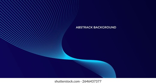 Abstrakte leuchtende Wellenlinien auf dunkelblauem Hintergrund. Dynamische Fließkurven, die Technologie, Daten und digitale Bewegung darstellen. Ideal für Banner, technische Hintergründe und futuristische Konzepte.