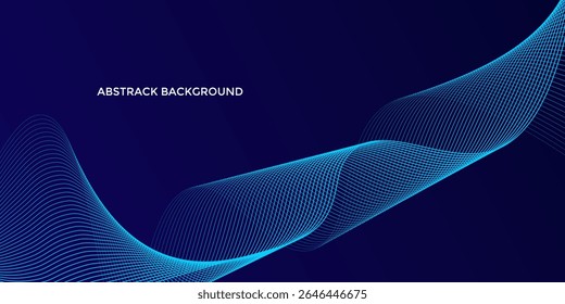 Abstract glowing wave lines on dark blue background. Dynamic flowing curves representing technology, data, and digital motion. Ideal for banners, tech backgrounds, and futuristic concepts.