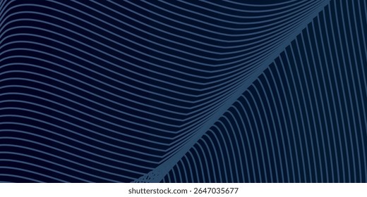 Abstract glowing wave lines on dark blue background. Dynamic wave pattern. Modern flowing wavy lines. Futuristic technology concept.