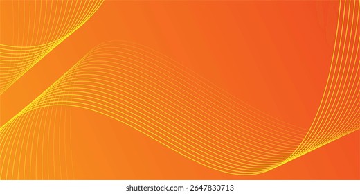 Abstract glowing wave lines on orange background. Dynamic wave pattern