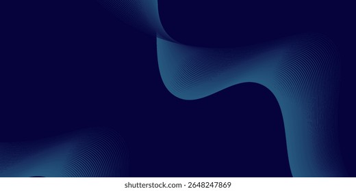 Líneas de onda brillantes Abstractas sobre fondo azul oscuro. Patrón de onda dinámica. Líneas onduladas que fluyen modernas. Concepto de tecnología futurista.