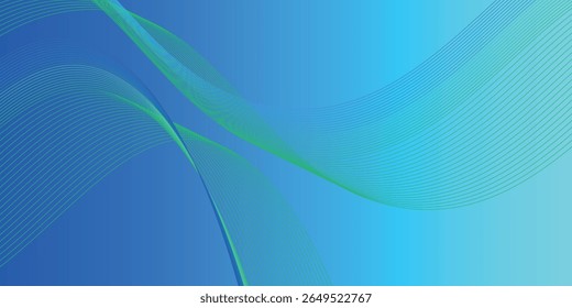 Abstract glowing wave lines on dark blue background. Dynamic wave pattern. Modern flowing wavy lines.
