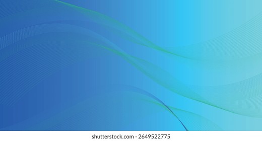 Linhas de onda brilhantes abstratas em fundo azul escuro. Padrão de onda dinâmico. Modernas linhas onduladas fluindo.