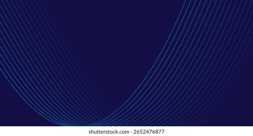 Abstract glowing wave lines on dark blue background. Dynamic wave pattern. Modern flowing wavy lines. Futuristic technology concept.