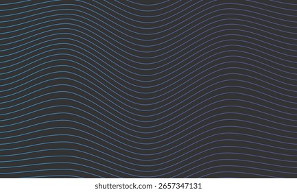 Líneas de onda brillantes Abstractas sobre fondo azul oscuro. Patrón de onda dinámica. Líneas onduladas que fluyen modernas. Concepto de tecnología futurista.