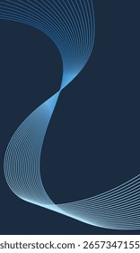 Abstract glowing wave lines on dark blue background. Dynamic wave pattern. Modern flowing wavy lines. Futuristic technology concept.