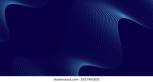 Abstract glowing wave lines on dark blue background. Dynamic wave pattern. Good simple art modern illustrations