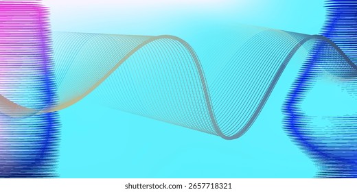 Líneas de onda brillantes Abstractas sobre fondo azul oscuro. Patrón de onda dinámica. Líneas onduladas que fluyen modernas. Concepto de tecnología futurista. Traje para el Anuncio, cartel, cubierta, folleto, volante, Sitio web