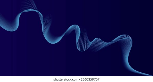 Abstract glowing wave lines on dark blue background. Dynamic wave pattern.eps10